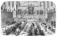 Dinner given by the Inns of Court Volunteers to the Universities Corps, 1868. Creator: Unknown