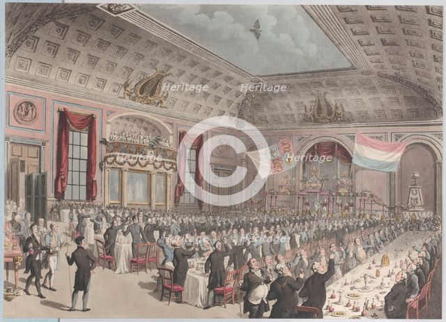 Dinner in Celebration of the Emancipation of Holland from France, City of London Tavern, B..., 1814. Creator: Unknown.