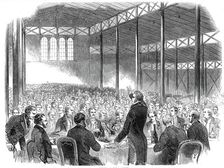 Dinner in the Pavilion, Royal Agricultural Society's Show, Shrewsbury, 1845. Creator: Unknown