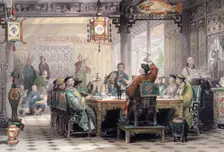 Dinner Party at a Mandarin's House China, 1843. Creator: G Patterson