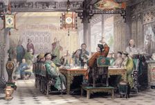 Dinner Party at a Mandarin's House China, 1843. Creator: G Patterson