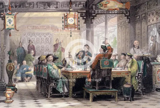 'Dinner Party at a Mandarin's House', China, 1843. Creator: G Patterson.