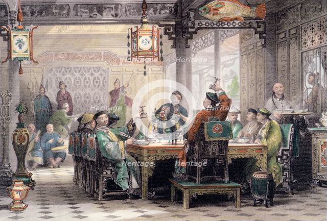'Dinner Party at a Mandarin's House', China, 1843. Creator: G Patterson.