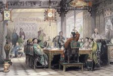 Dinner Party at a Mandarin's House China, 1843. Artist: G Patterson