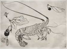 Dinner Service (Rousseau service): Large lobster with raised antenna (no. 21), 1866. Creator: Félix Bracquemond (French, 1833-1914)