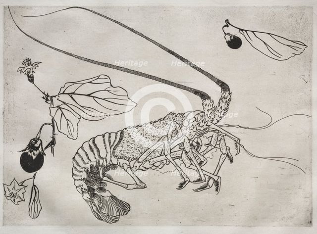 Dinner Service (Rousseau service): Large lobster with raised antenna (no. 21), 1866. Creator: Félix Bracquemond (French, 1833-1914).