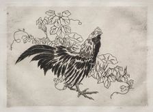 Dinner Service (Rousseau service): Rooster and morning glories (no. 25), 1866. Creator: Félix Bracquemond (French, 1833-1914)
