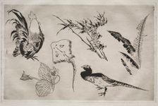 Dinner Service (Rousseau service): Roosters, skate, plants, etc. (no. 9), 1866. Creator: Félix Bracquemond (French, 1833-1914)
