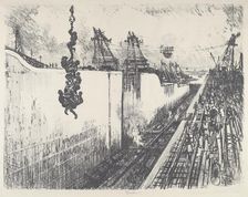 Dinner Time, Gatun Lock, 1912. Creator: Joseph Pennell