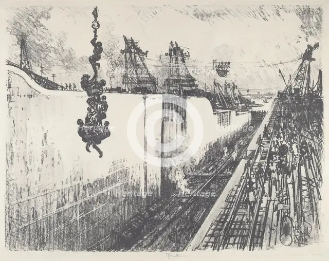 Dinner Time, Gatun Lock, 1912. Creator: Joseph Pennell.