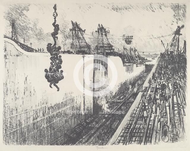 Dinner Time, Gatun Lock, 1912. Creator: Joseph Pennell.