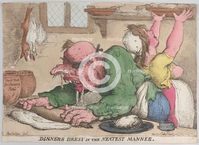 Dinners Drest in the Neatest Manner, October 1811., October 1811. Creator: Thomas Rowlandson.