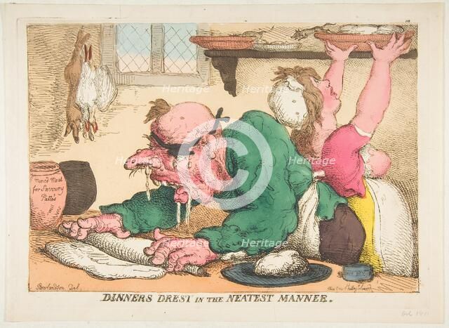 Dinners Drest in the Neatest Manner, October 1811. Creator: Thomas Rowlandson.