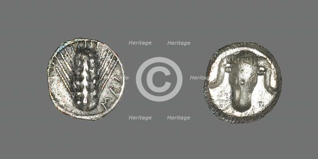 Diobol (Coin) Depicting an Ear of Grain, 500-473 BCE. Creator: Unknown.