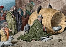 Diogenes (412-323 B.C.), Greek philosopher, sheltering in his barrel. Creator: Unknown
