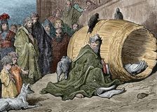 Diogenes (412-323 B.C.), Greek philosopher, sheltering in his barrel. Creator: Unknown