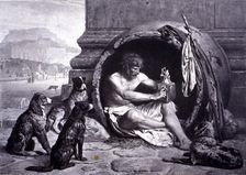 Diogenes the Cynic (413-327 a.BC), Greek philosopher, engraving of 1880