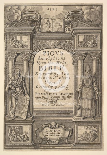 Diodati. Pious Annotations, 1648. Creator: Wenceslaus Hollar.