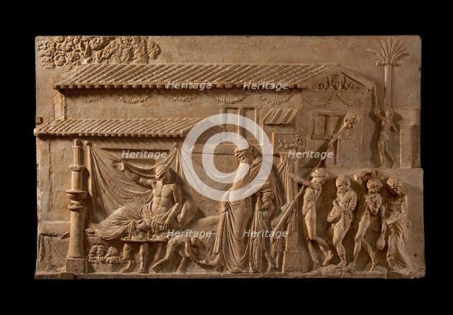 Dionysos visits poet, from Rome, 1st century. Artist: Unknown.