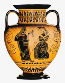 Dionysus and two Maenads. Attic black-figured amphora, ca 550-530 BC