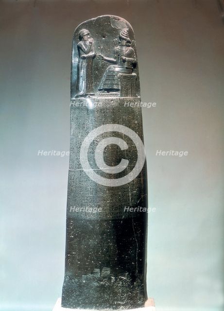 Diorite stele inscribed with the laws of Hammurabi, 18th century BC. Artist: Unknown