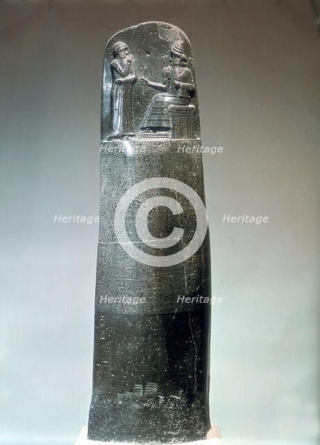 Diorite stele inscribed with the laws of Hammurabi, 18th century BC. Artist: Unknown