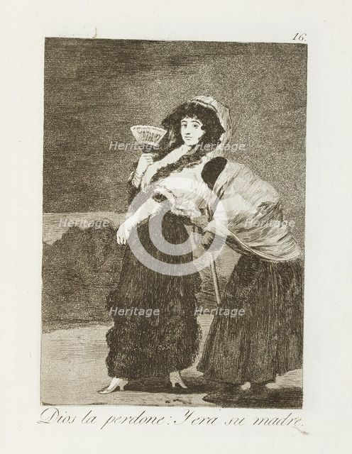 Dios la perdone: y era su madre.; Los Caprichos, pl.16., 1799. Creator: Francisco Goya.