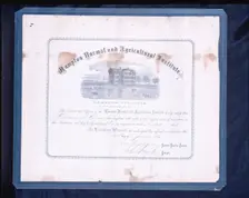 Diploma awarded to William A.Yancey by Hampton Normal and Agricultural Institute, June 12, 1873. Creators: Unknown, Samuel Smith Kilburn