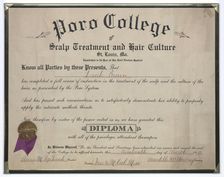 Diploma issued to Lucille Brown from Poro College, March 19, 1915. Creator: Unknown