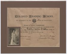 Diploma issued to Regina Egertion Wright by the Colored Training School, June 25, 1918. Creator: Unknown
