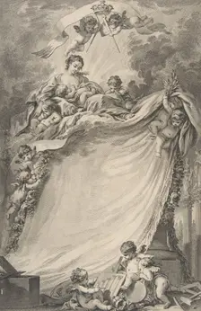 Diploma of the Freemasons of Bordeaux, after François Boucher, 1766. Creator: Pierre Philippe Choffard