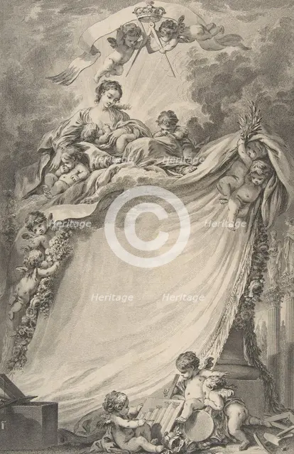 Diploma of the Freemasons of Bordeaux, after François Boucher, 1766. Creator: Pierre Philippe Choffard.