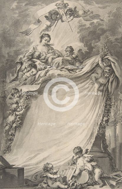 Diploma of the Freemasons of Bordeaux, after François Boucher, 1766. Creator: Pierre Philippe Choffard.