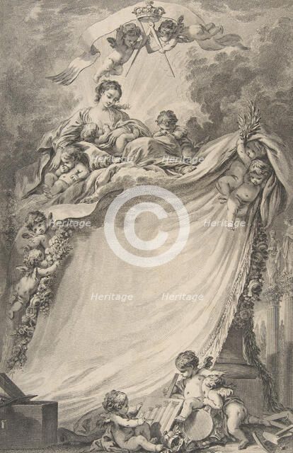 Diploma of the Freemasons of Bordeaux, after François Boucher, 1766. Creator: Pierre Philippe Choffard.