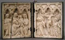 Diptych with Adoration of the Magi and Crucifixion, French, 14th century. Creator: Unknown