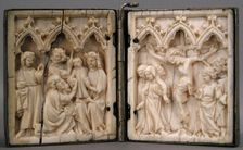 Diptych with Adoration of the Magi and Crucifixion, French, 14th century. Creator: Unknown