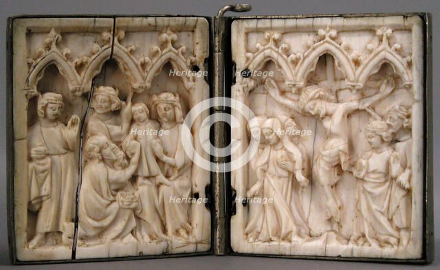 Diptych with Adoration of the Magi and Crucifixion, French, 14th century. Creator: Unknown.