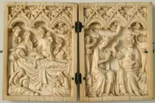 Diptych with Death and Coronation of the Virgin, French, 14th century. Creator: Unknown