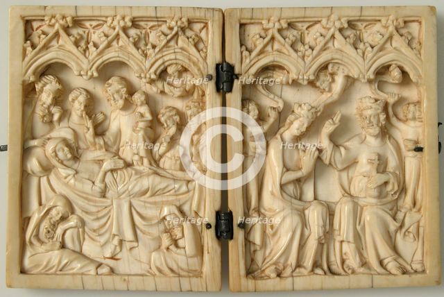 Diptych with Death and Coronation of the Virgin, French, 14th century. Creator: Unknown.