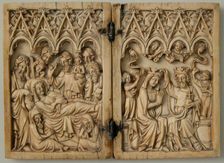 Diptych with Dormition and Coronation of the Virgin, French or South Netherlandish, 14th century. Creator: Unknown