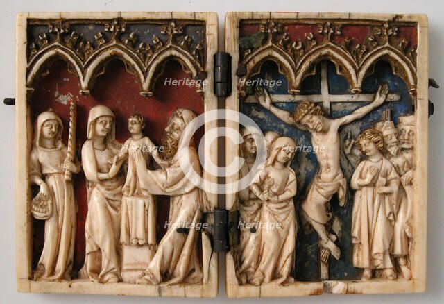 Diptych with Presentation of Christ in the Temple and Crucifixion, French, 14th century. Creator: Unknown.