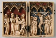 Diptych with Presentation of Christ in the Temple and Crucifixion, French, 14th century. Creator: Unknown