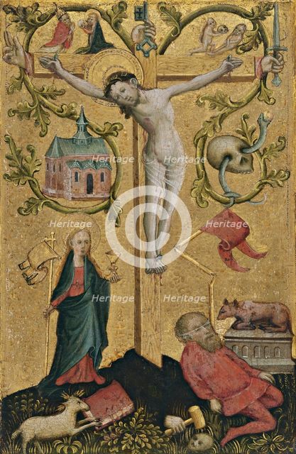 Diptych with symbols of the Virgin and Redeeming Christ: Christ with the Cross as Redemptor..., 1410 Creator: Anon.