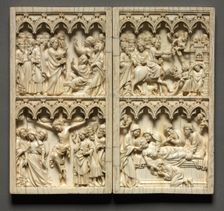 Diptych with Scenes from the Life of Christ (left wing: Raising of Lazarus and Crucifixion)…, c. 135 Creator: Unknown