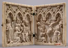 Diptych with the Adoration of the Magi and the Crucifixion, French or German, c1310-20 or 1350-70. Creator: Unknown