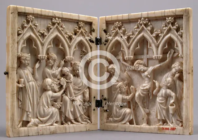 Diptych with the Adoration of the Magi and the Crucifixion, French or German, c1310-20 or 1350-70. Creator: Unknown.