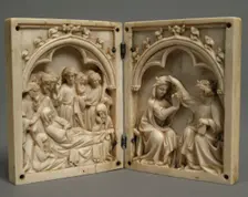 Diptych with the Death and Coronation of the Virgin, French, ca. 1330-50. Creator: Unknown