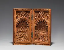 Diptych with the Nativity and the Mass of Saint Gregory, early 16th century. Creator: Unknown