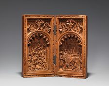 Diptych with the Nativity and the Mass of Saint Gregory, early 16th century. Creator: Unknown