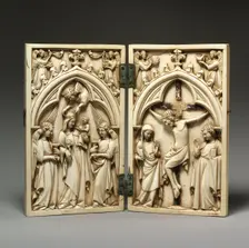 Diptych with Virgin and Child and Crucifixion, French, 14th century (?). Creator: Unknown